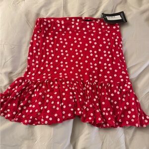 PrettyLittleThing Red and White Polka Dot Skirt